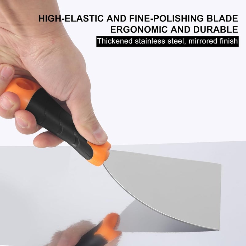 WEGAZ 2-Piece Spackle Knife Set：4"，and 6" Professional Putty Knives - Paint Scraper and Drywall Tools for Wall Repair- - Image 3